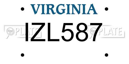IZL587 Virginia License Plate