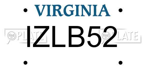 IZLB52 Virginia License Plate