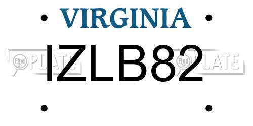 IZLB82 Virginia License Plate