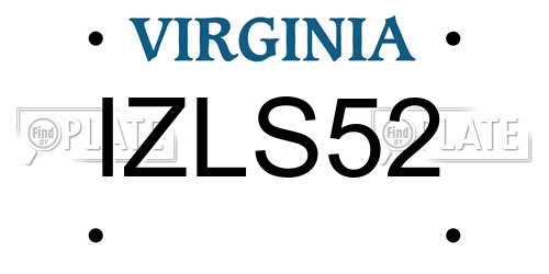 IZLS52 Virginia License Plate