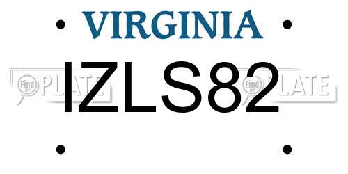 IZLS82 Virginia License Plate