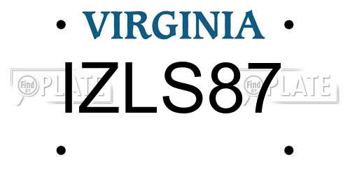 IZLS87 Virginia License Plate