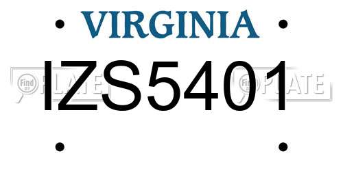 IZS5401 Virginia License Plate