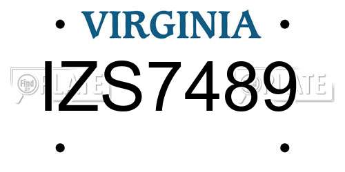 IZS7489 Virginia License Plate