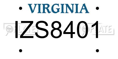 IZS8401 Virginia License Plate