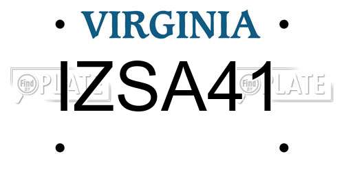 IZSA41 Virginia License Plate