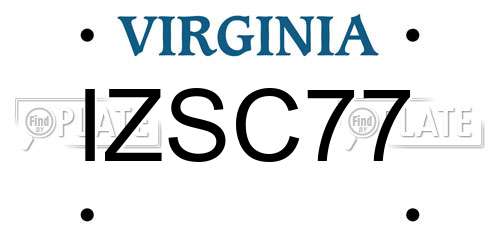 IZSC77 Virginia License Plate