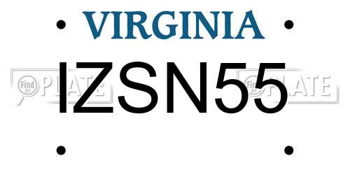 IZSN55 Virginia License Plate
