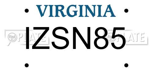 IZSN85 Virginia License Plate