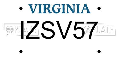 IZSV57 Virginia License Plate