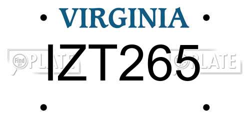 IZT265 Virginia License Plate