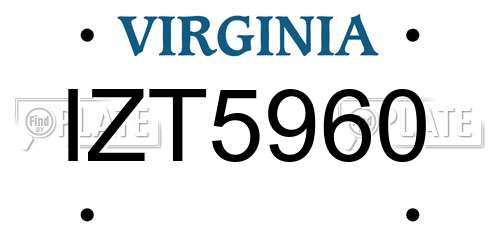 IZT5960 Virginia License Plate