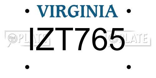 IZT765 Virginia License Plate