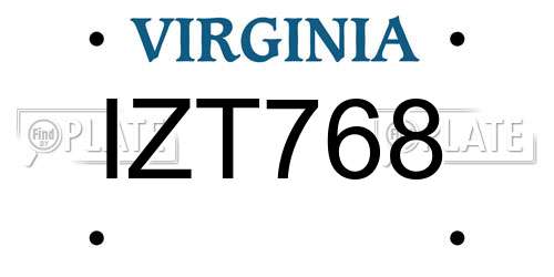 IZT768 Virginia License Plate