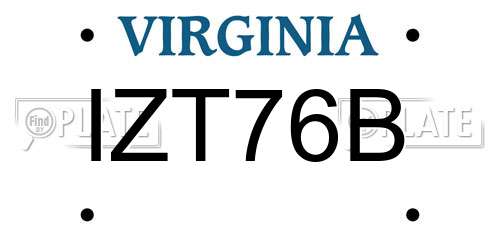 IZT76B Virginia License Plate