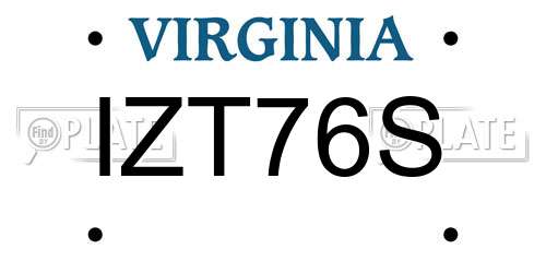 IZT76S Virginia License Plate