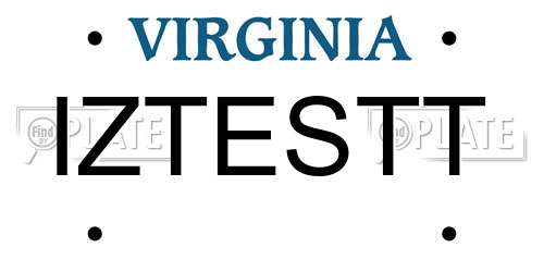IZTESTT Virginia License Plate