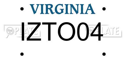 IZTO04 Virginia License Plate