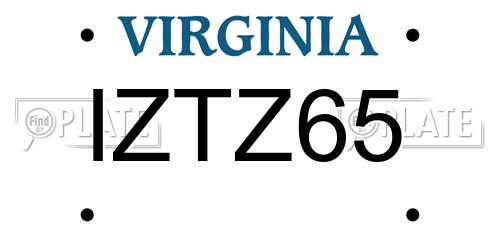 IZTZ65 Virginia License Plate