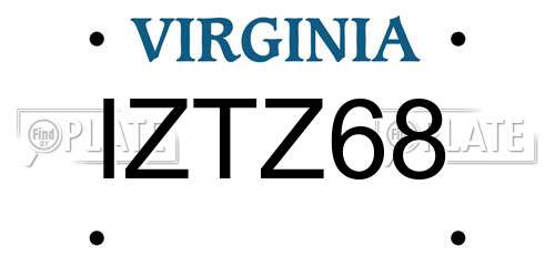 IZTZ68 Virginia License Plate