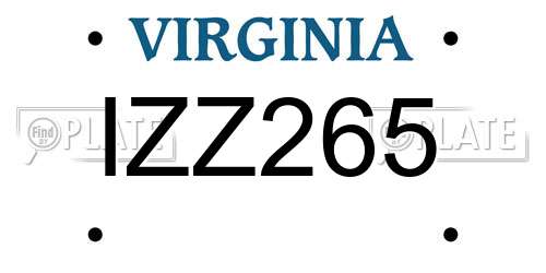 IZZ265 Virginia License Plate