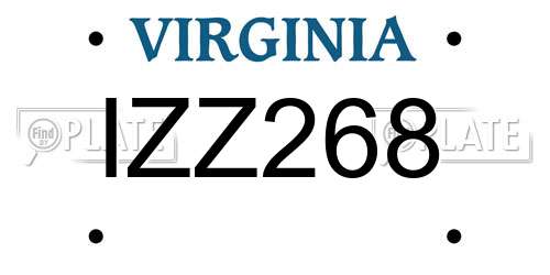 IZZ268 Virginia License Plate