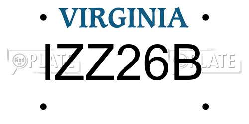 IZZ26B Virginia License Plate