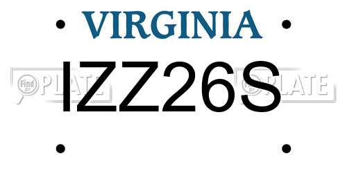 IZZ26S Virginia License Plate