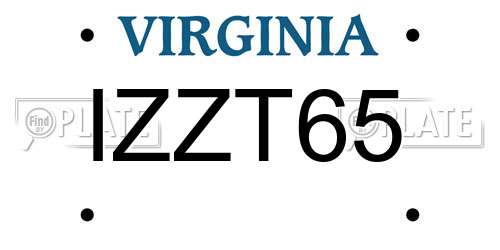 IZZT65 Virginia License Plate