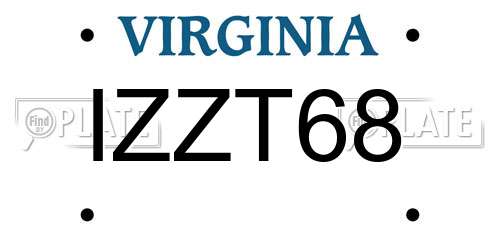 IZZT68 Virginia License Plate