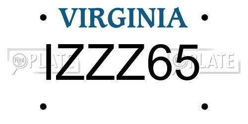 IZZZ65 Virginia License Plate