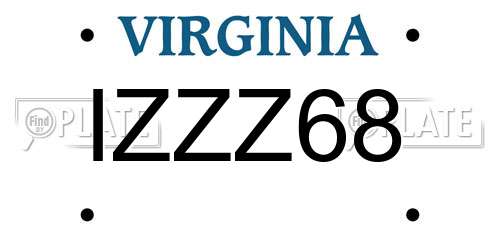 IZZZ68 Virginia License Plate