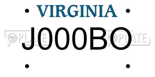 J000BO Virginia License Plate