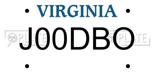 J00DBO Virginia License Plate
