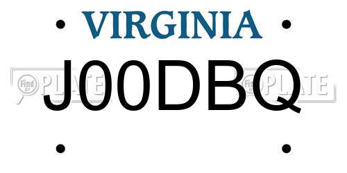 J00DBQ Virginia License Plate