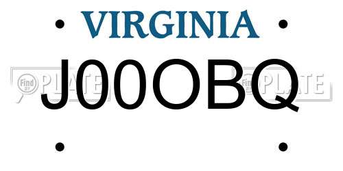 J00OBQ Virginia License Plate