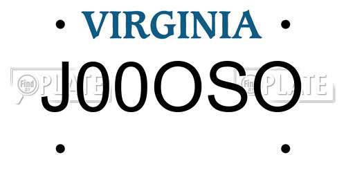 J00OSO Virginia License Plate