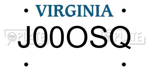J00OSQ Virginia License Plate