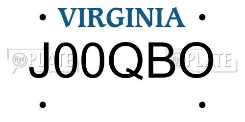 J00QBO Virginia License Plate