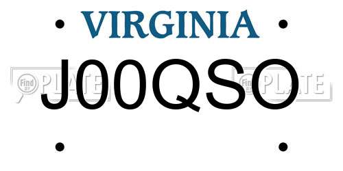 J00QSO Virginia License Plate