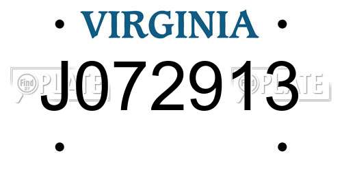 J072913 Virginia License Plate