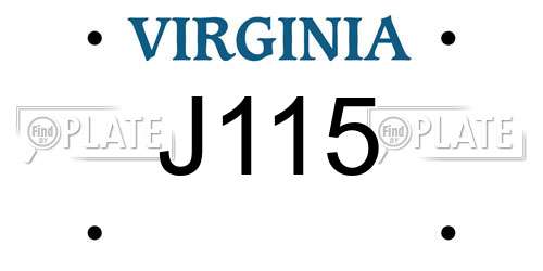 J115 Virginia License Plate