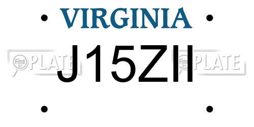 J15ZII Virginia License Plate