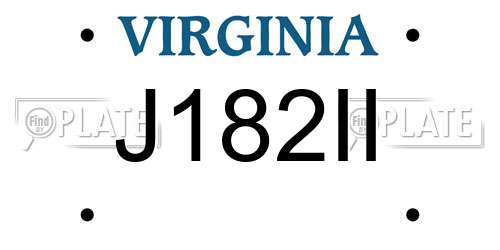J182II Virginia License Plate