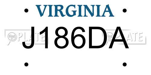 J186DA Virginia License Plate