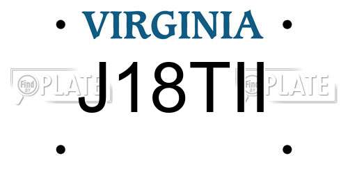 J18TII Virginia License Plate