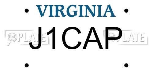 J1CAP Virginia License Plate