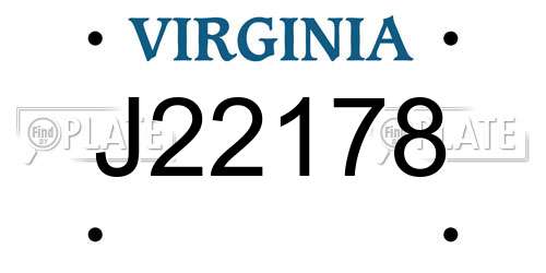 J22178 Virginia License Plate