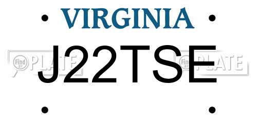 J22TSE Virginia License Plate