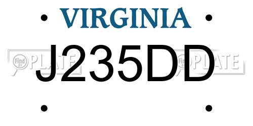 J235DD Virginia License Plate
